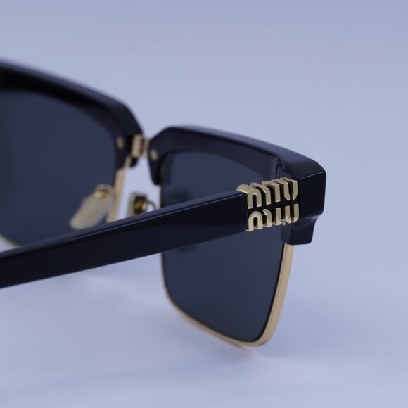 Miu Miu MU10ZS 1AB5S0 Sunglasses Black\\Gold Browline Frame main image 10